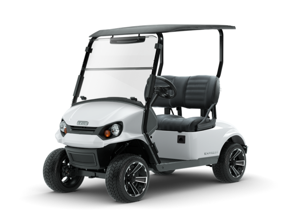 "LED headlights of the ELiTE™ Lithium EZGO Valor Cart, enhancing visibility during evening drives."